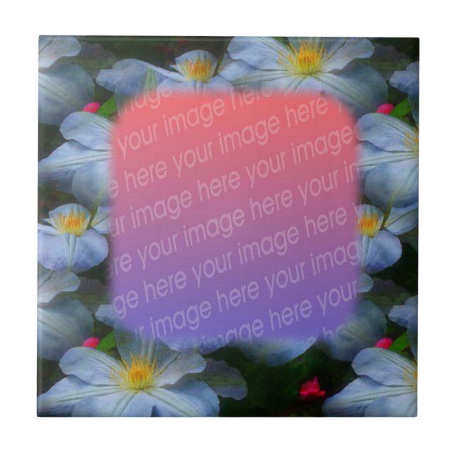 White Clematis Flowers Your Photo Tile (Front)
