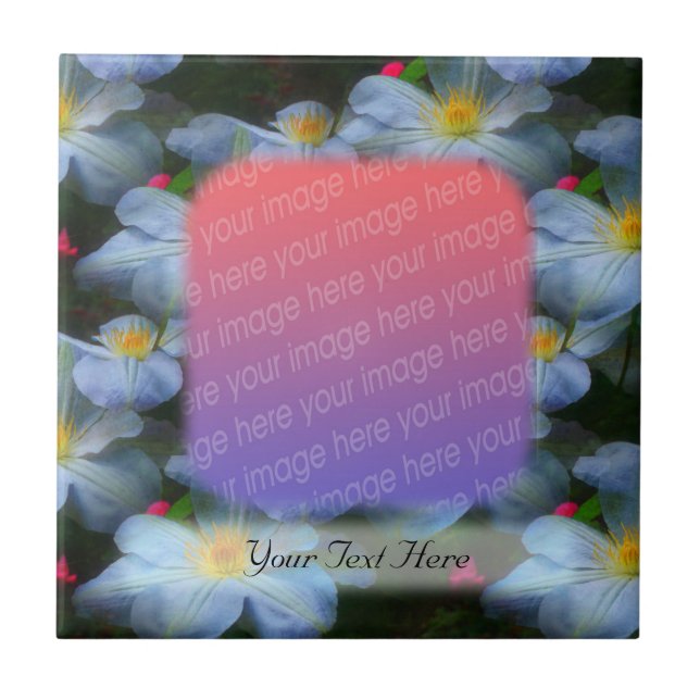 White Clematis Flowers Your Photo Tile (Front)
