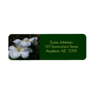 White Clematis Pair Flower Address Label