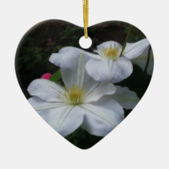 White Clematis Pair Flower Ornament (Front)