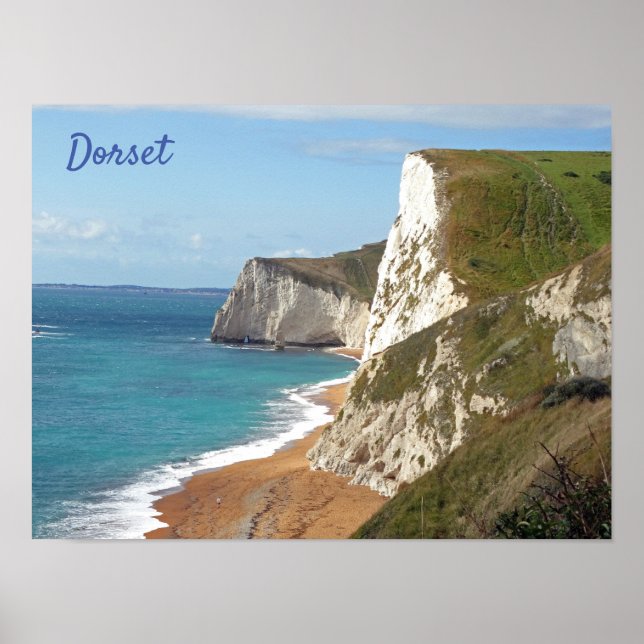 White Cliffs along Jurassic Coast, Dorset, England Poster (Front)