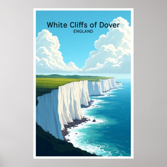 White Cliffs of Dover England Travel Poster (Front)