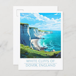 White cliffs of Dover England Vintage Travel  Postcard