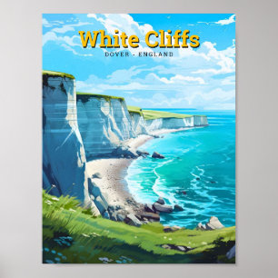 White cliffs of Dover England Vintage Travel  Poster