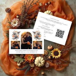 White Climbing Arch Grey Bouquets 3-Photo Collage Save The Date