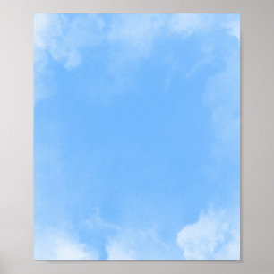 White cloud on blue sky background poster