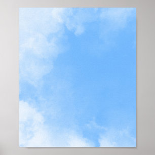 White cloud on blue sky background poster