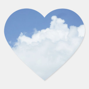 White Cloud Shape in Blue Sky Heart Sticker