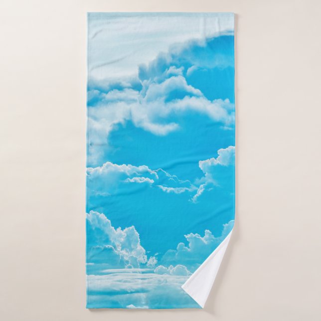white clouds and bright blue sky background,  pano bath towel (Bath Towel)