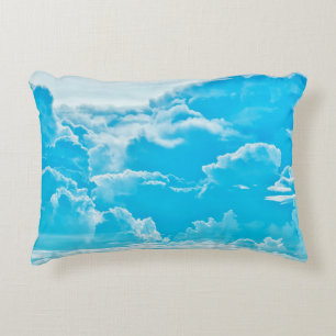 white clouds and bright blue sky background, pano decorative cushion