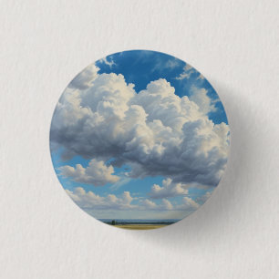 White Clouds and Clear Blue Sky 3 Cm Round Badge