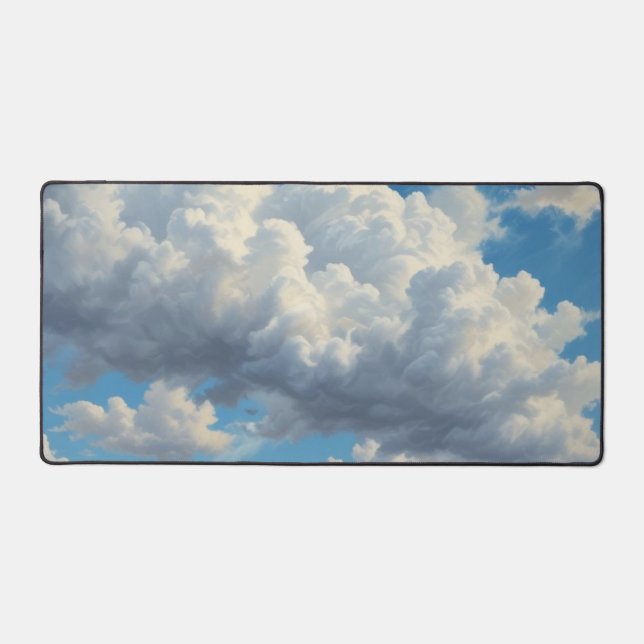 White Clouds and Clear Blue Sky Desk Mat (Front)