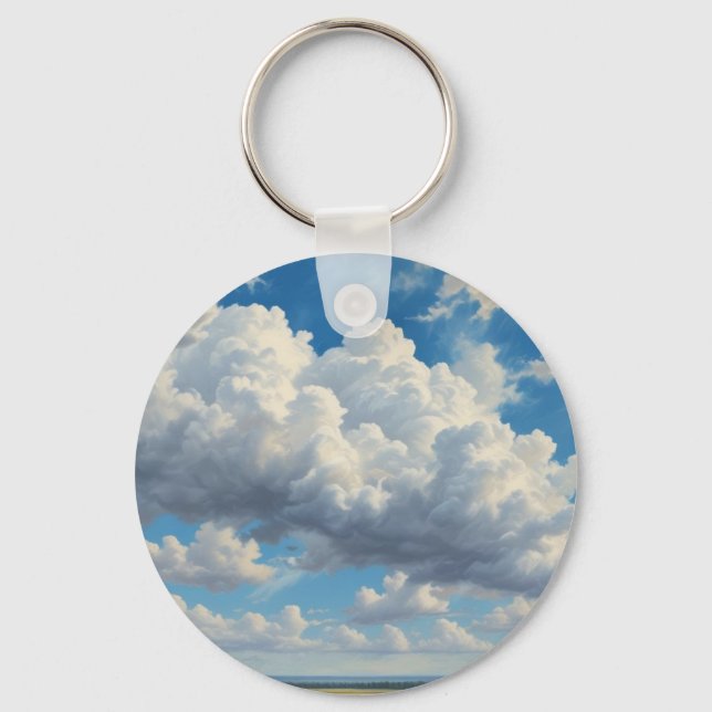 White Clouds and Clear Blue Sky Key Ring (Front)