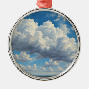 White Clouds and Clear Blue Sky Metal Tree Decoration