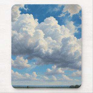 White Clouds and Clear Blue Sky Mouse Mat
