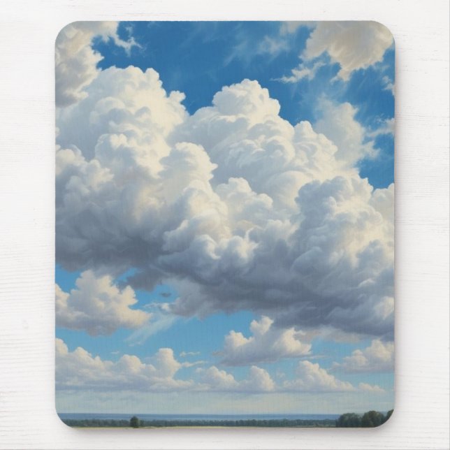White Clouds and Clear Blue Sky Mouse Mat (Front)