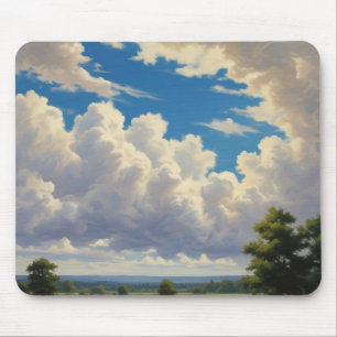 White Clouds and Clear Blue Sky Mouse Mat