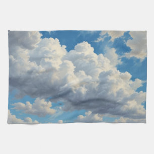White Clouds and Clear Blue Sky Tea Towel