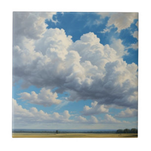 White Clouds and Clear Blue Sky Tile