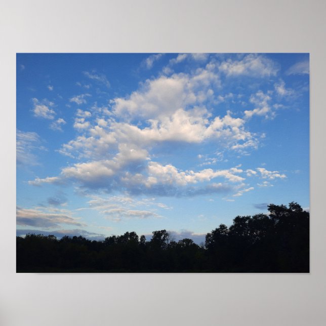 White Clouds Blue Sky Landscape Photograph Poster (Front)