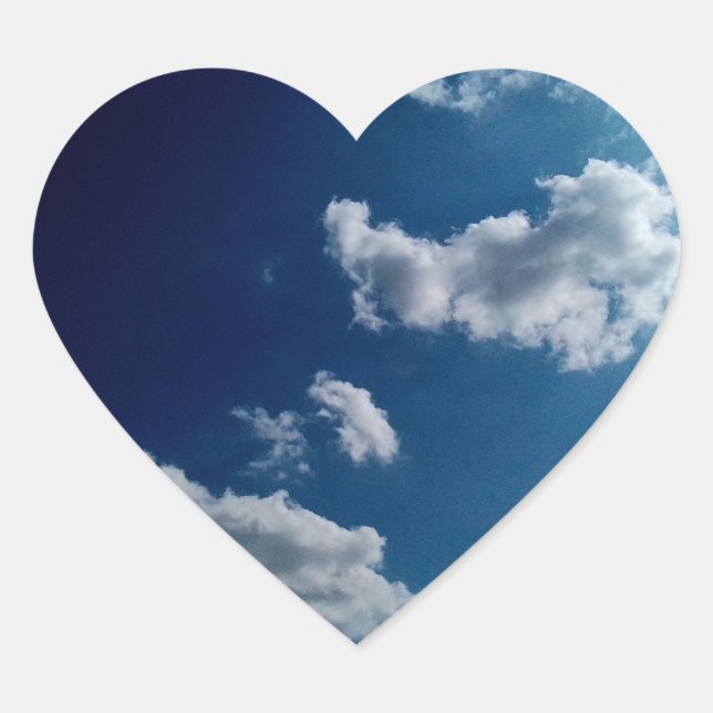 White clouds , on a dark blue sky  heart sticker (Front)