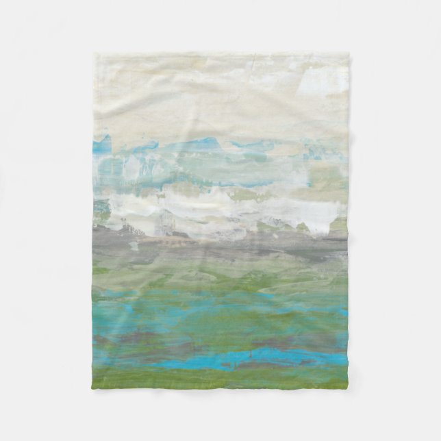 White Clouds Overlooking Beautiful Landscape Fleece Blanket (Front)