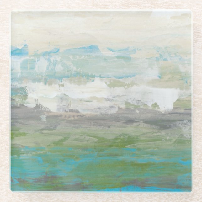 White Clouds Overlooking Beautiful Landscape Glass Coaster (Front)