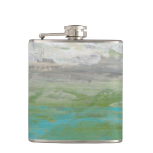 White Clouds Overlooking Beautiful Landscape Hip Flask