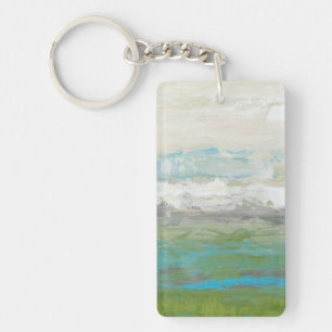 White Clouds Overlooking Beautiful Landscape Key Ring