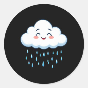 White Clouds Rain Drop Costume Christmas Halloween Classic Round Sticker