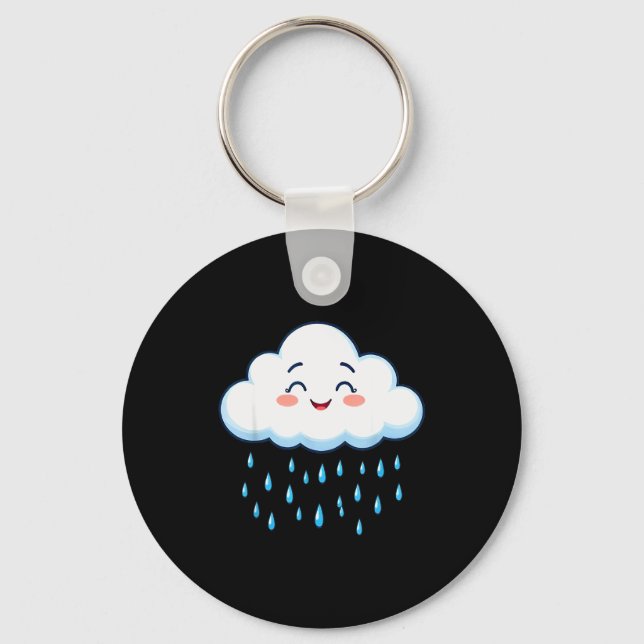 White Clouds Rain Drop Costume Christmas Halloween Key Ring (Front)