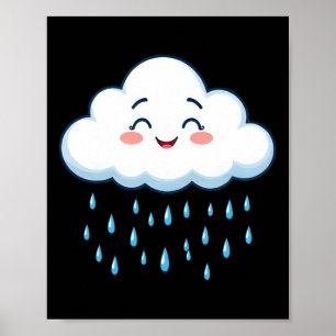 White Clouds Rain Drop Costume Christmas Halloween Poster