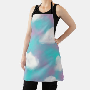 White Clouds Watercolor Sky Aesthetic Dream Apron