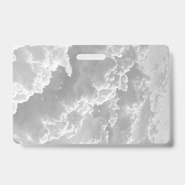 White Clouds, Weather Graphics, Cloudy Clipart ID Badge (Front)