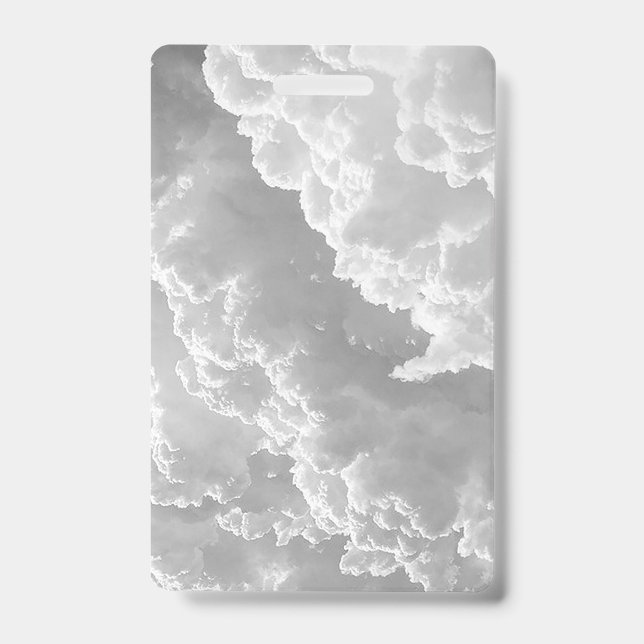 White Clouds, Weather Graphics, Cloudy Clipart ID Badge (Front)