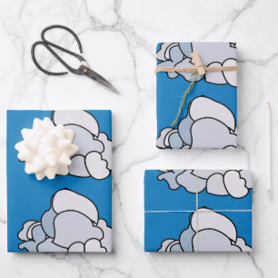 White Clouds Wrapping Paper Sheet