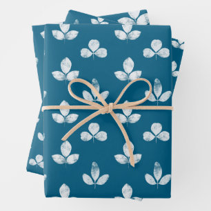 White Clover Blue Wrapping Paper Sheet