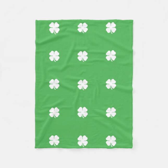 White Clover Leaf Fleece Blanket (Front)