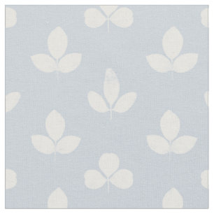 White Clover on Pale Dusty Blue Fabric