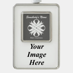 White Clover Ribbon Tmpl (V-I) by Kenneth Yoncich Silver Plated Framed Ornament