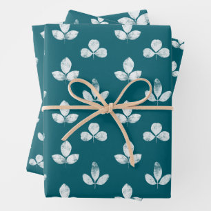 White Clover Teal Wrapping Paper Sheet