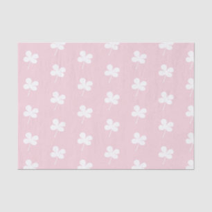 White Clovers on Pink Tissue Paper