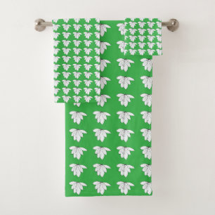 White Clusters On Green Gift Bath Towel Set