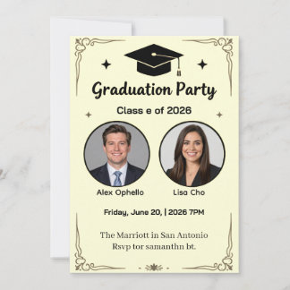 white Co-Graduation Party Invitation with Photos 