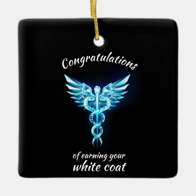 White Coat Ceremony Crystal Medical  Ceramic Ornament (Front)