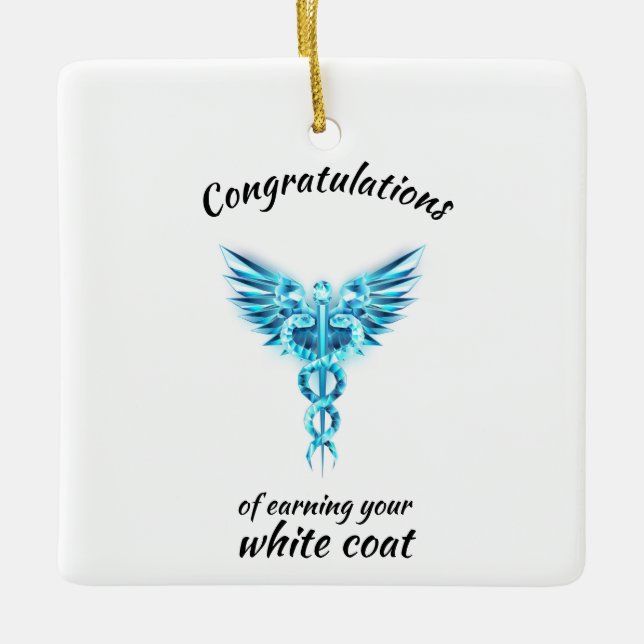 White Coat Ceremony Crystal Medical  Ceramic Ornament (Front)