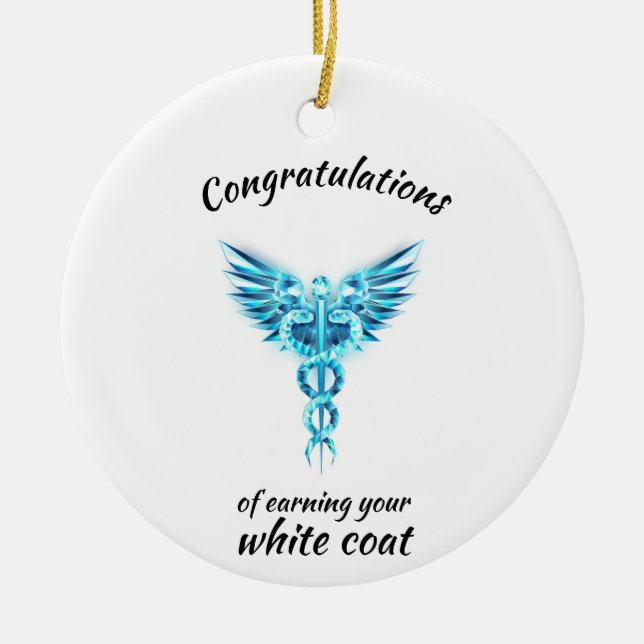 White Coat Ceremony Crystal Medical  Ceramic Tree Decoration (Front)