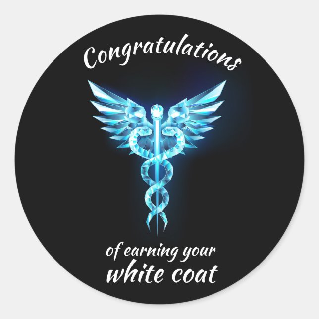 White Coat Ceremony Crystal Medical  Classic Round Sticker (Front)