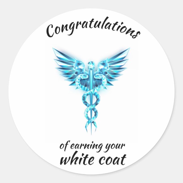 White Coat Ceremony Crystal Medical  Classic Round Sticker (Front)