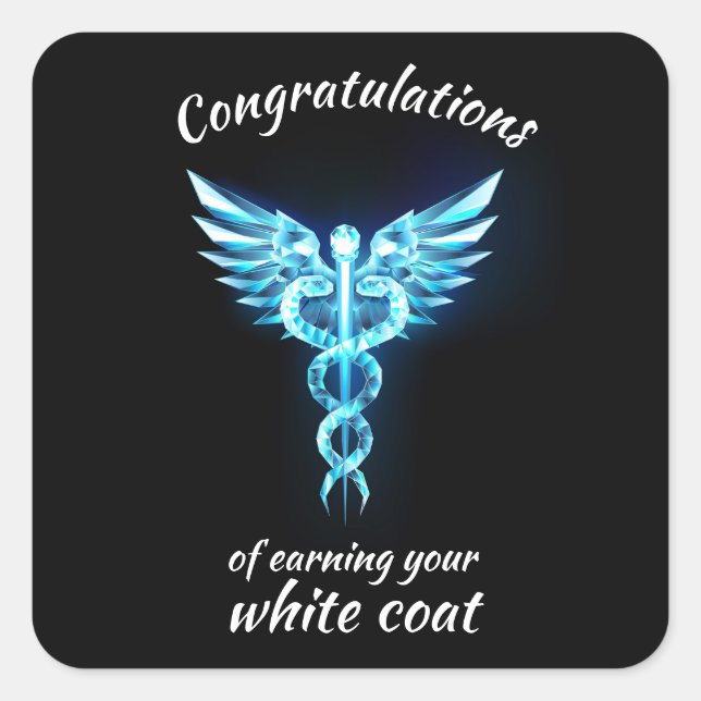 White Coat Ceremony Crystal Medical  Square Sticker (Front)